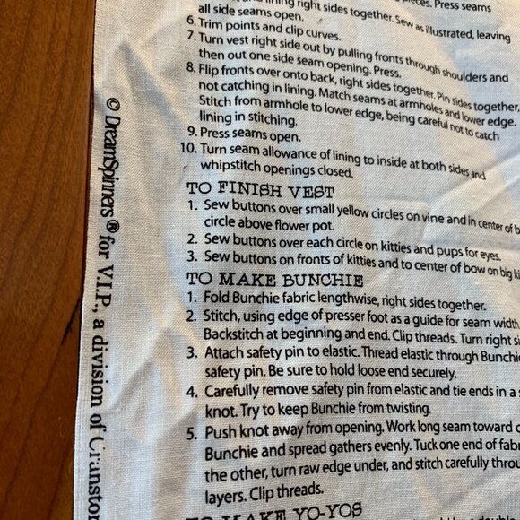 Dreamspinners Posies & Pets Child’s Vest VIP Cranston Cut and Sew XS - L - Picture 9 of 12